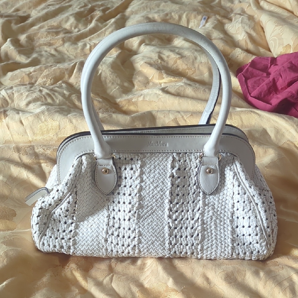 MaxMara Cream Woven Shoulder Bag